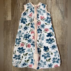 Floral Burt’s Bees Baby Sleep Sack  - Blue and Pink